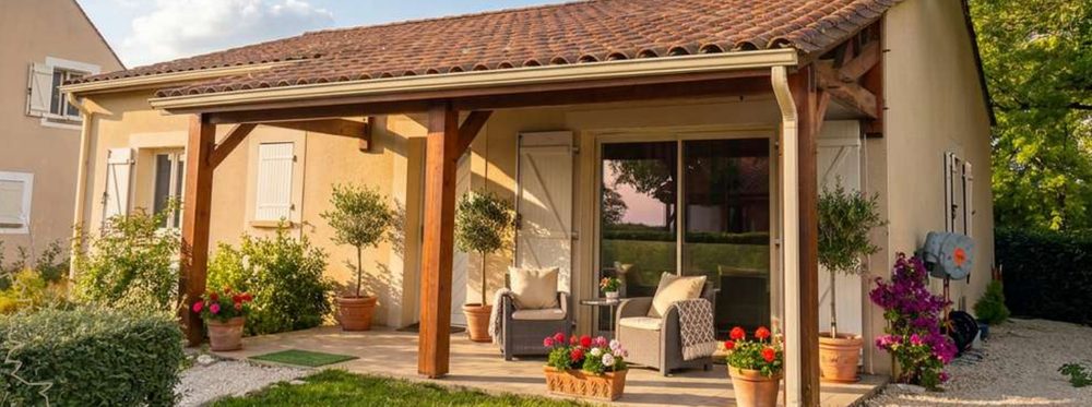 Woningtype Merlot op Domaine de Lanzac, met overdekt terras
